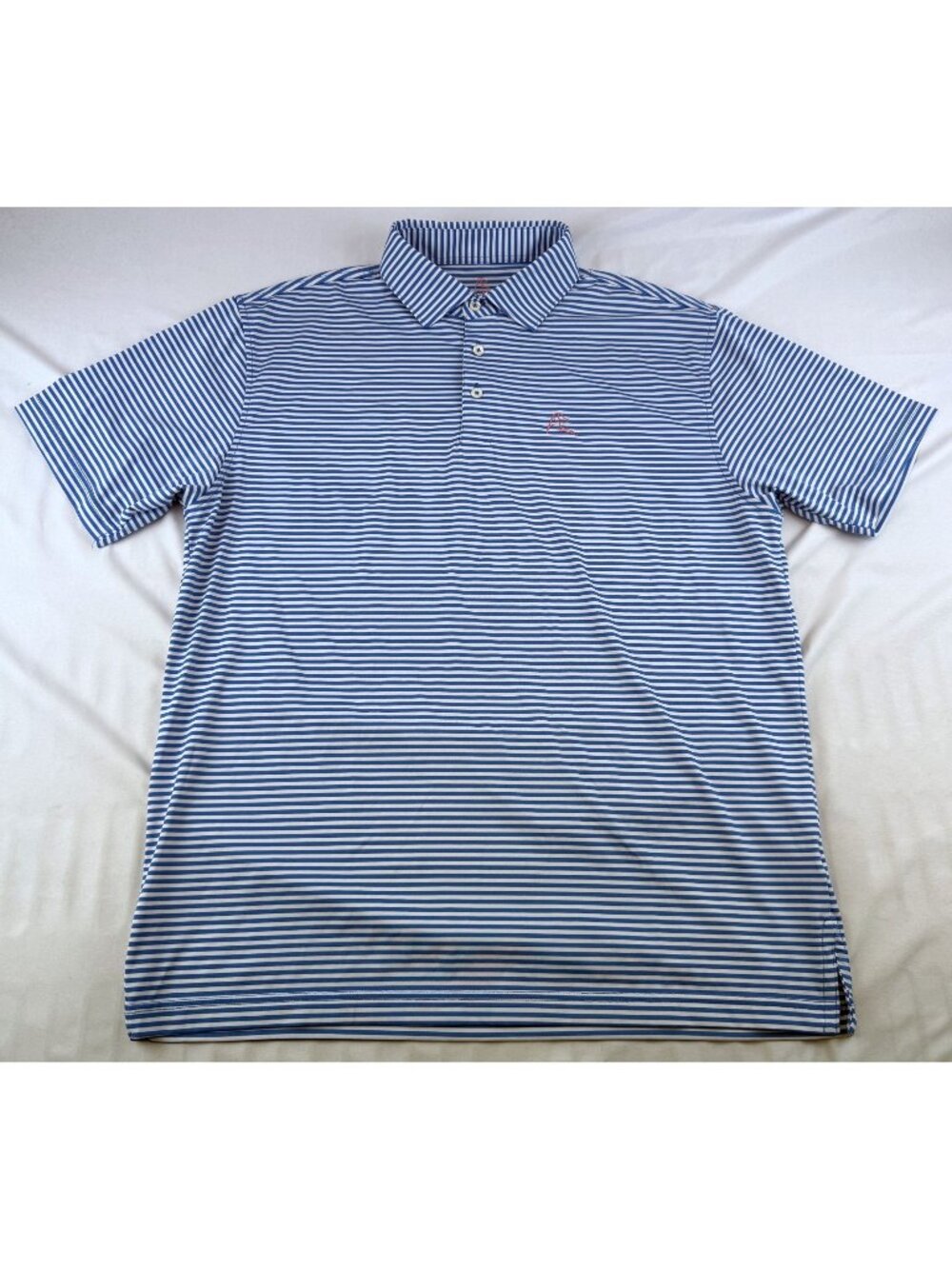 Rhoback Men’s L The Birdie Stripe Short Sleeve Performance Polo Blue